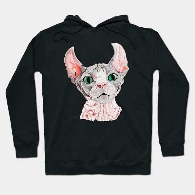 Sphynx cat portrait Hoodie by deadblackpony